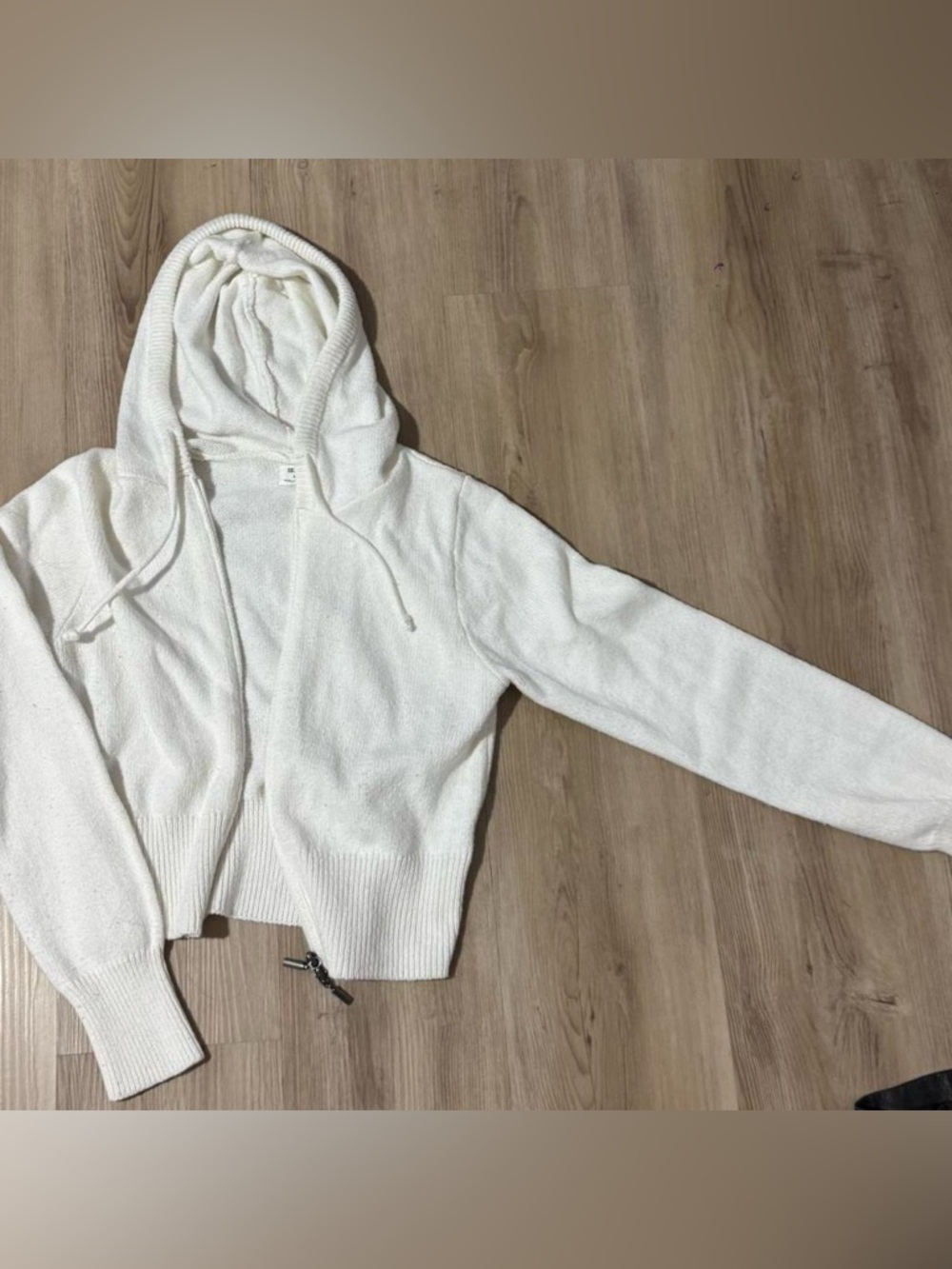 Cotton On White Hooded Zip Knit Sweater